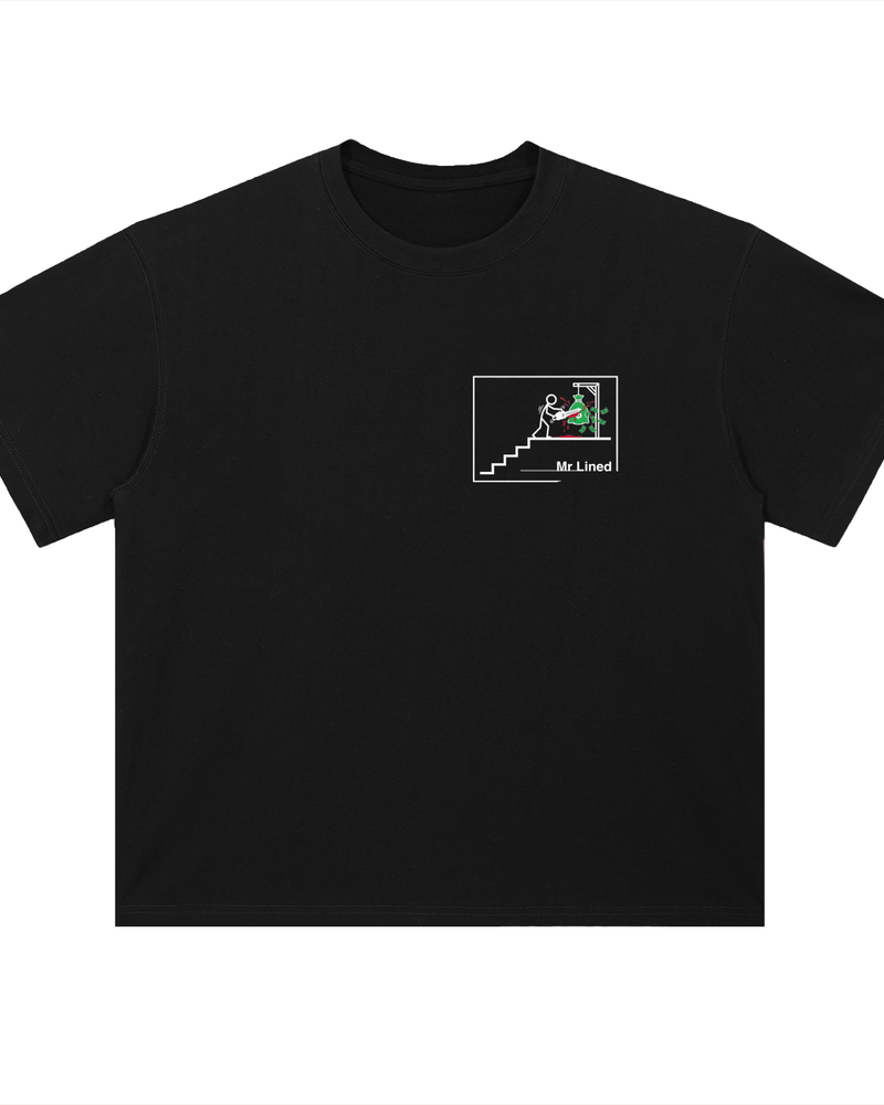 Mr. Lined Logo T-Shirt — Green Stickman Climb