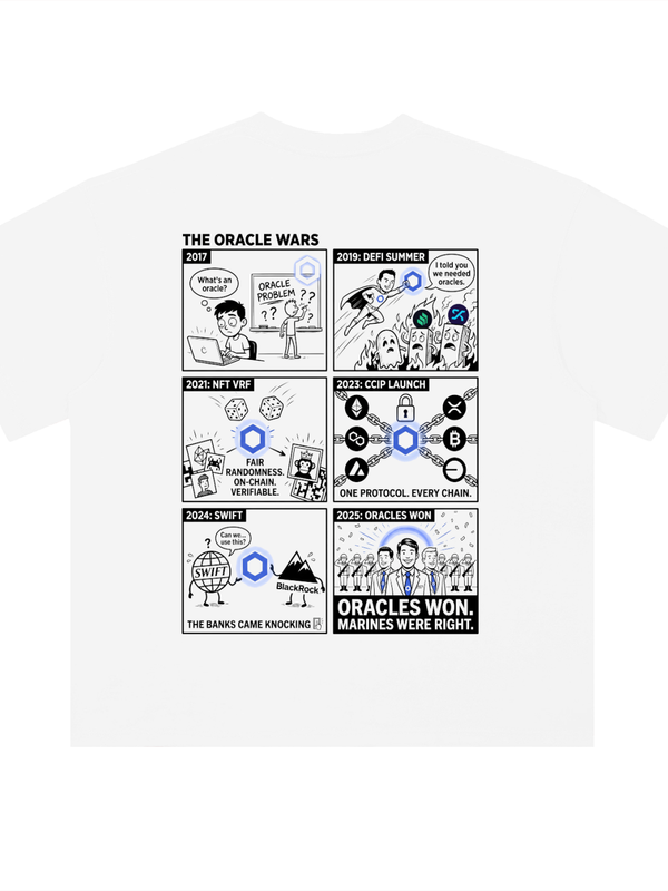 Chainlink T-Shirt — The Oracle Wars, 2017-2025 — Mr. Lined crypto streetwear