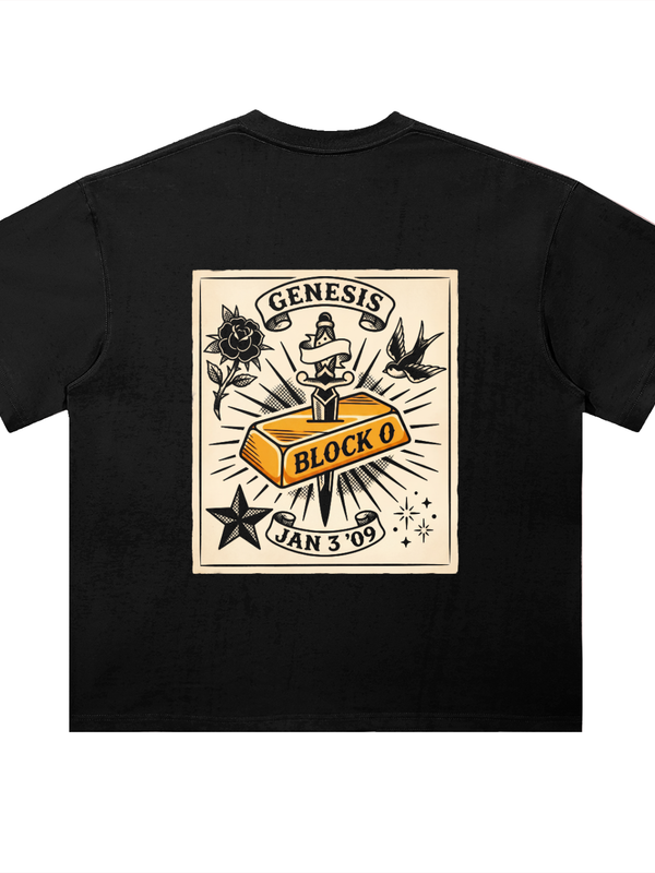 Bitcoin T-Shirt — Genesis Block 0 — Mr. Lined crypto streetwear