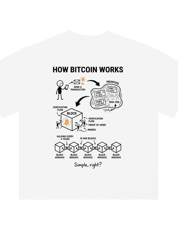 Bitcoin T-Shirt — How Bitcoin Works Diagram — Mr. Lined crypto streetwear