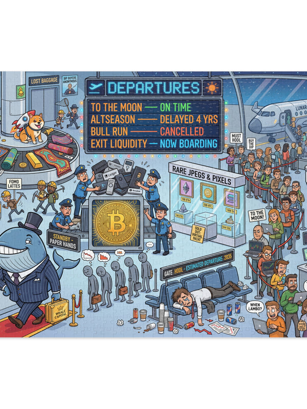 Crypto Jigsaw Puzzle — Airport Departures Board — Mr. Lined crypto streetwear
