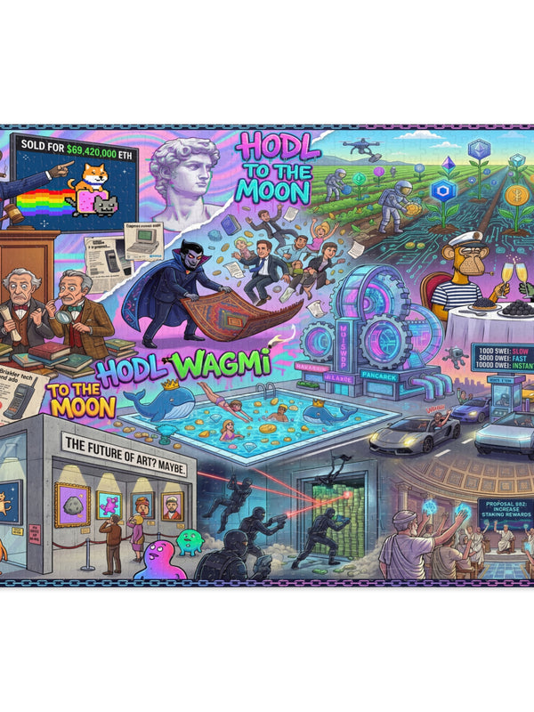 Crypto Jigsaw Puzzle — HODL to the Moon 1000pc — Mr. Lined crypto streetwear
