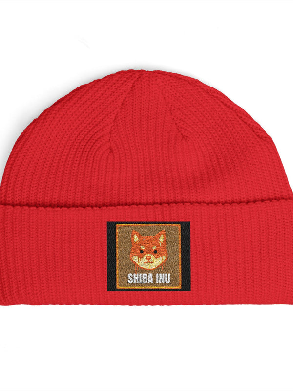 Shiba Inu Beanie — SHIB Logo Cuff — Mr. Lined crypto streetwear
