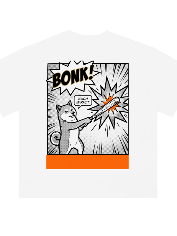 BONK Such Impact T-Shirt — White Variant — Mr. Lined crypto streetwear