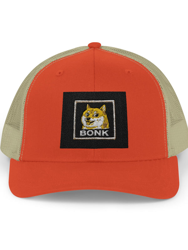 BONK Trucker Cap — Shiba Snapback — Mr. Lined crypto streetwear