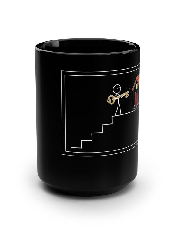 Crypto Mug — Homecoming Golden Key Stickman — Mr. Lined crypto streetwear