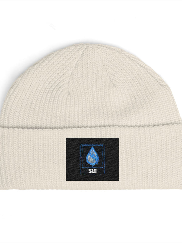 Sui Beanie — Water Drop Logo — Mr. Lined crypto streetwear