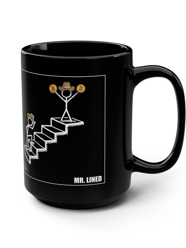 Bitcoin Mug — Cowboy Staircase Minimalist — Mr. Lined crypto streetwear