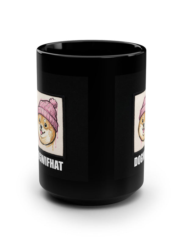 Dogwifhat Mug — Pink Beanie Shiba Patch — Mr. Lined