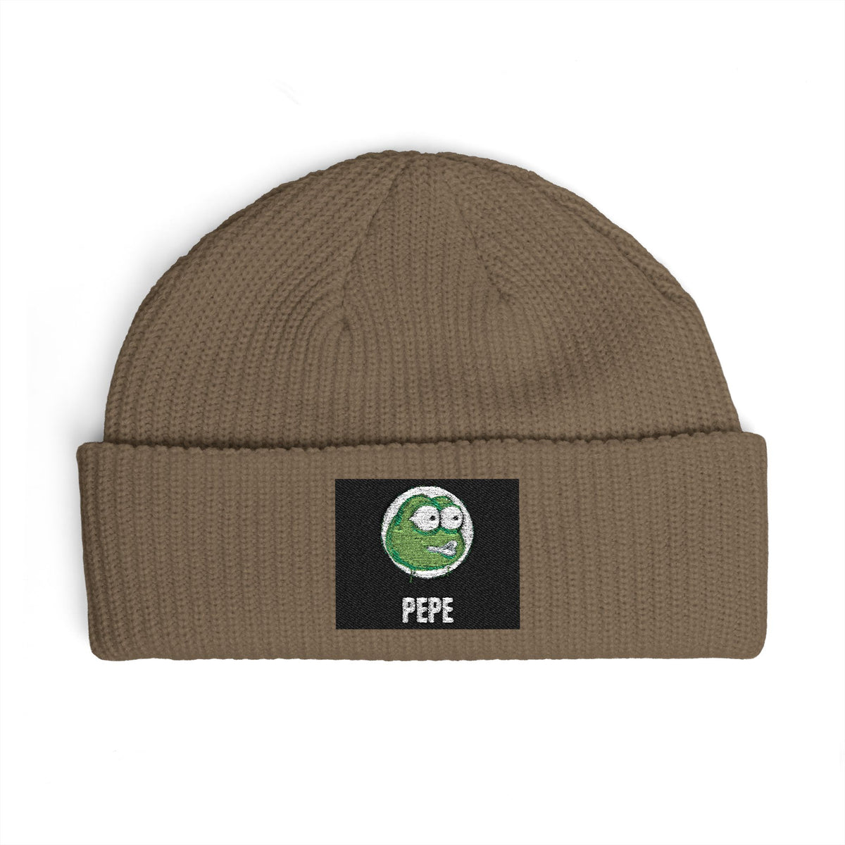 Pepe Coin Beanie — Frog Patch —  — Mr. Lined