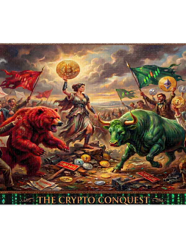 Crypto Jigsaw Puzzle — Renaissance Bull vs Bear — Mr. Lined crypto streetwear