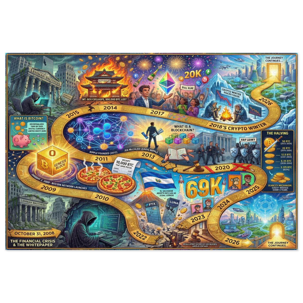 Crypto Jigsaw Puzzle — Timeline Board Game 2008 —  — Mr. Lined