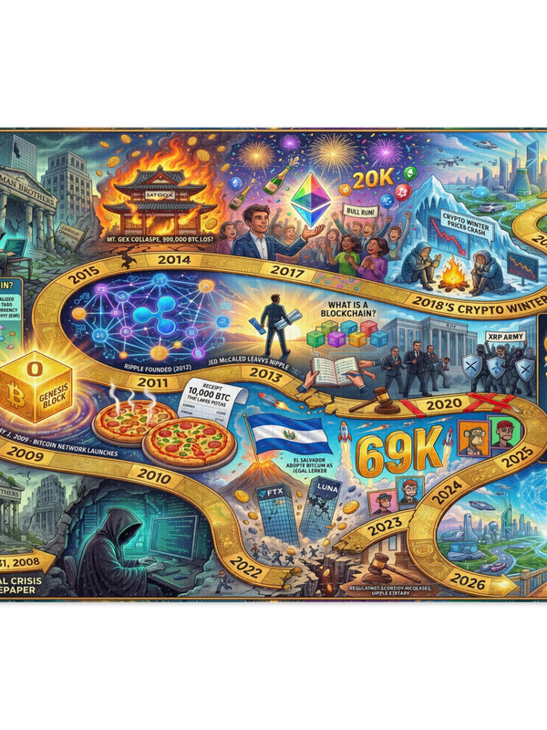 Crypto Jigsaw Puzzle — Timeline Board Game 2008 — Mr. Lined crypto streetwear