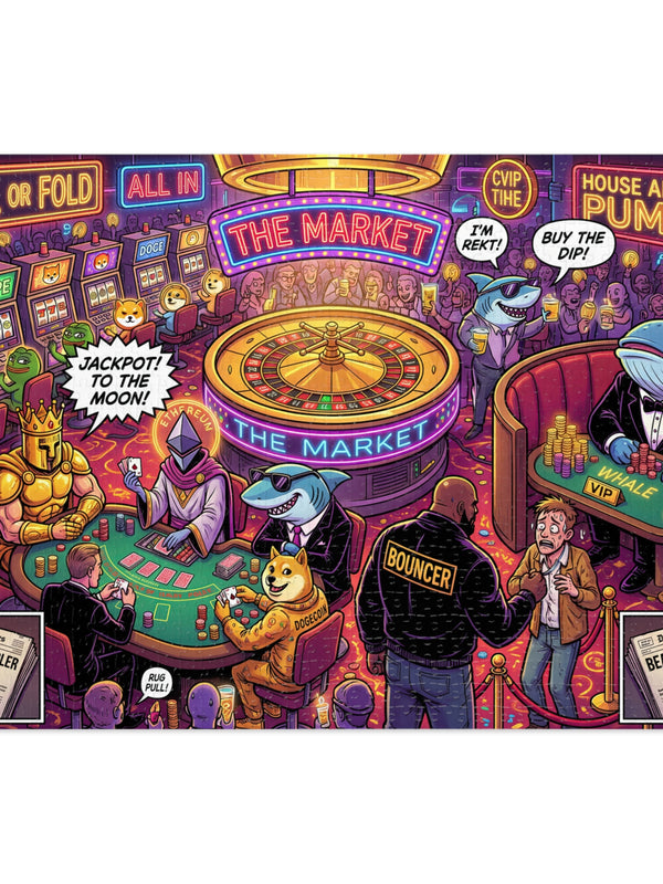 Crypto Jigsaw Puzzle — Neon Casino Sharks — Mr. Lined crypto streetwear