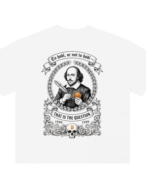 Bitcoin T-Shirt — HODL Shakespeare Engraving — Mr. Lined crypto streetwear