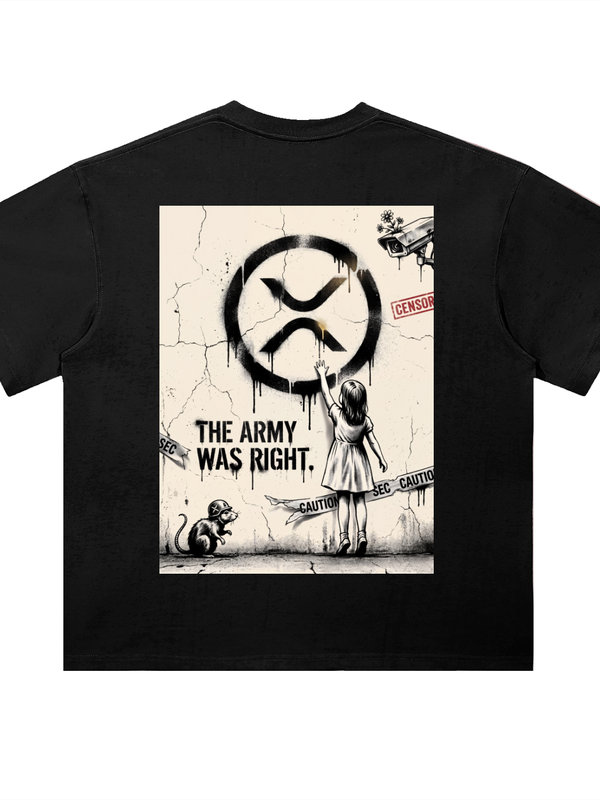 XRP The Army Was Right T-Shirt — Dark Variant — Mr. Lined crypto streetwear