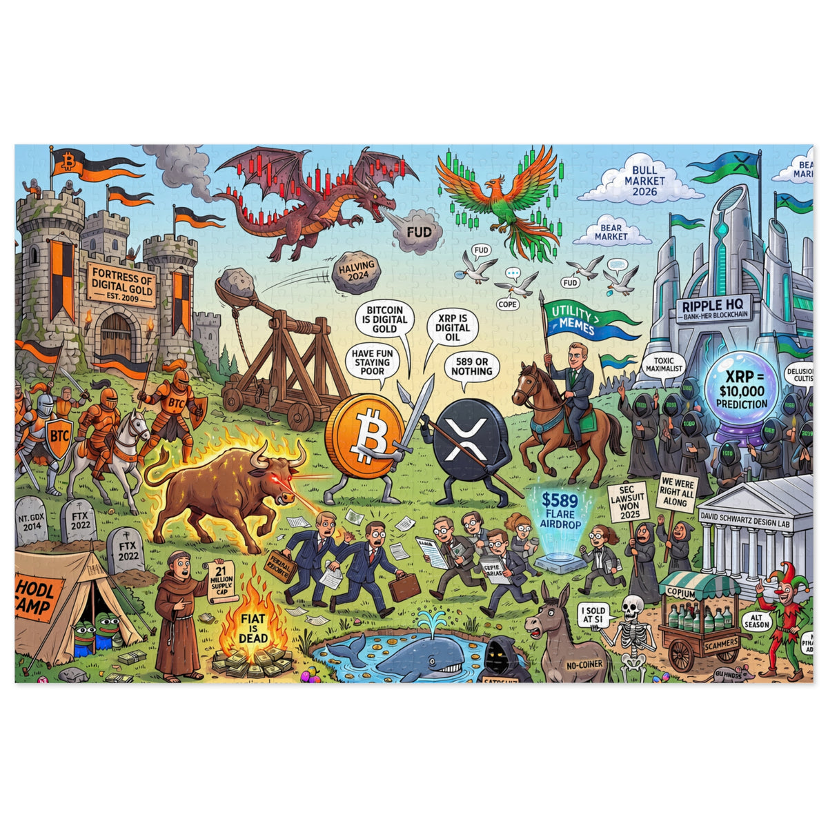 Crypto Jigsaw Puzzle — Bitcoin vs Ripple Battlefield —  — Mr. Lined
