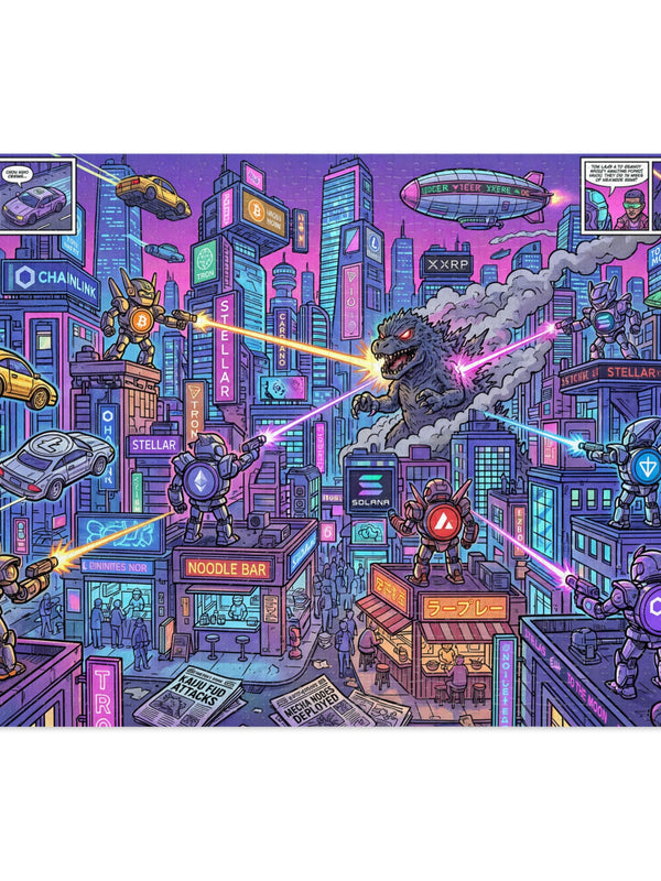 Crypto Jigsaw Puzzle — Retro Neon City — Mr. Lined crypto streetwear