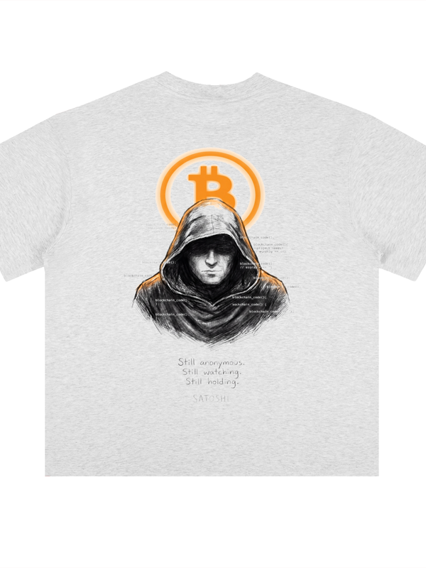 Bitcoin Satoshi Still Anonymous T-Shirt — Still Watching Still Holding Heather Variant — Mr. Lined crypto streetwear
