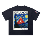 Avalanche AVAX Starry Night T-Shirt — Van Gogh Mountain Dark Variant