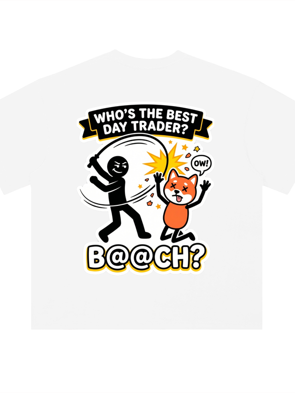Shiba Inu Who's The Best Day Trader T-Shirt — Bashing The Shiba Light Variant — Mr. Lined crypto streetwear