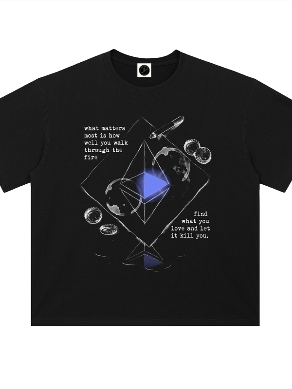Ethereum Walk Through The Fire T-Shirt — Dark Variant — Mr. Lined crypto streetwear