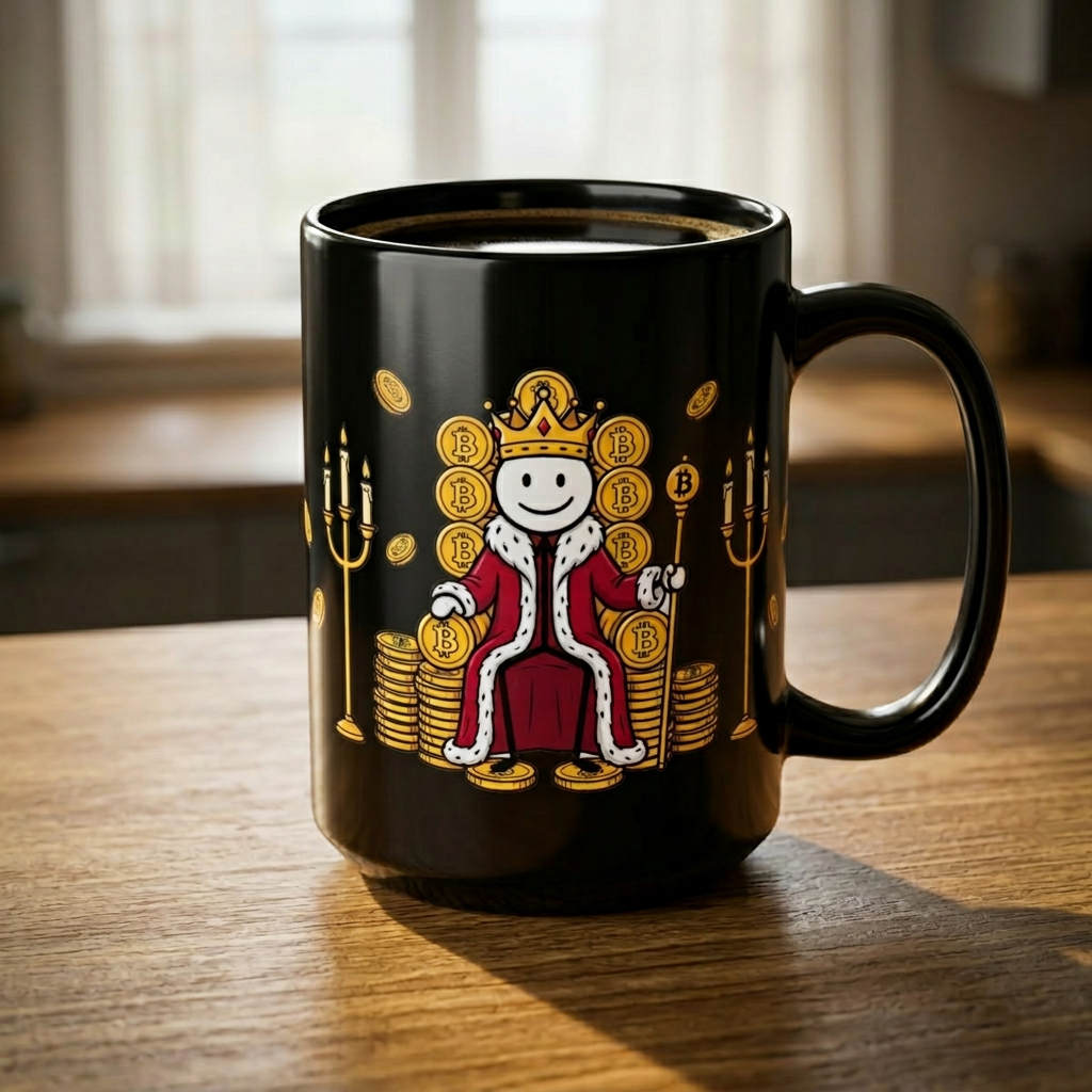 Bitcoin Mug — Crypto King on BTC Throne —  — Mr. Lined