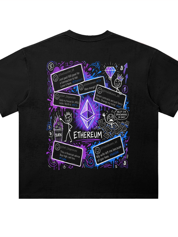 Ethereum Crypto Twitter Collage T-Shirt — Dark Variant — Mr. Lined crypto streetwear
