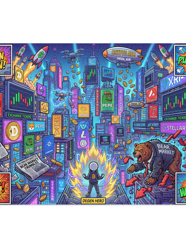 Crypto Jigsaw Puzzle — Meme Coin Metropolis 1000pc — Mr. Lined crypto streetwear