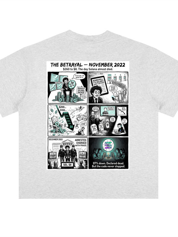 Solana T-Shirt — The Betrayal Nov 2022 — Mr. Lined crypto streetwear