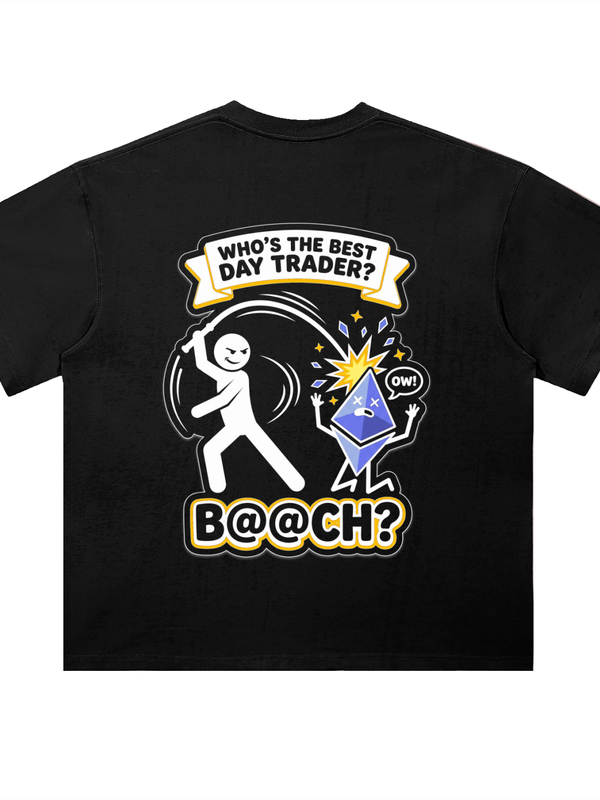 Ethereum Who's The Best Day Trader T-Shirt — Bashing The ETH Diamond Dark Variant — Mr. Lined crypto streetwear