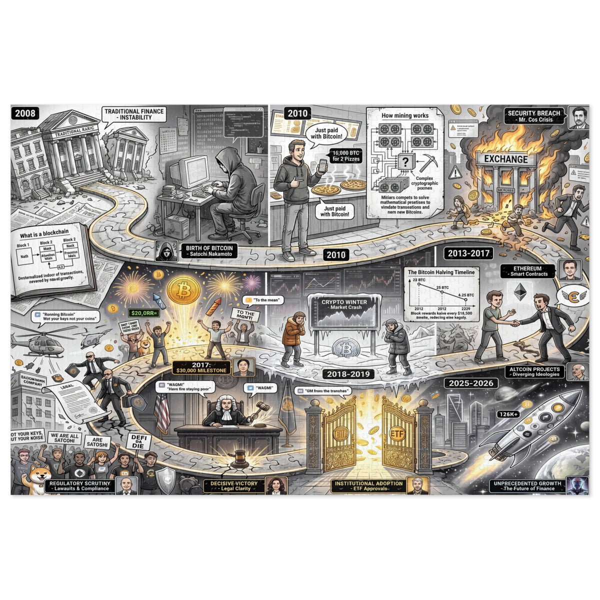 Crypto Jigsaw Puzzle — Bitcoin History Map —  — Mr. Lined