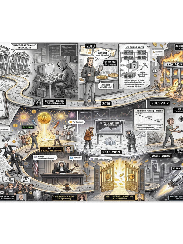 Crypto Jigsaw Puzzle — Bitcoin History Map — Mr. Lined crypto streetwear