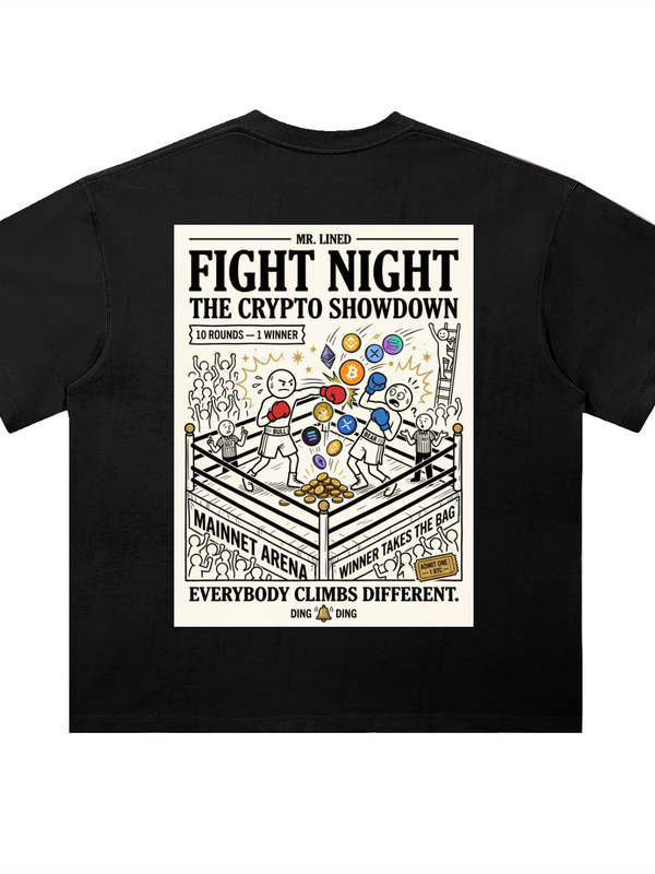 Crypto T-Shirt — Fight Night, Bull vs Bear — Mr. Lined crypto streetwear