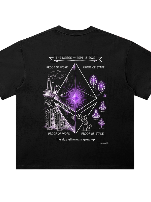 Ethereum T-Shirt — The Merge, Sept 15 2022 — Mr. Lined crypto streetwear