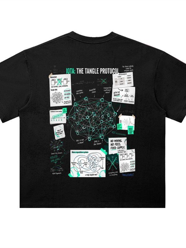 IOTA The Tangle Protocol Spec Sheet T-Shirt — Dark Variant — Mr. Lined crypto streetwear