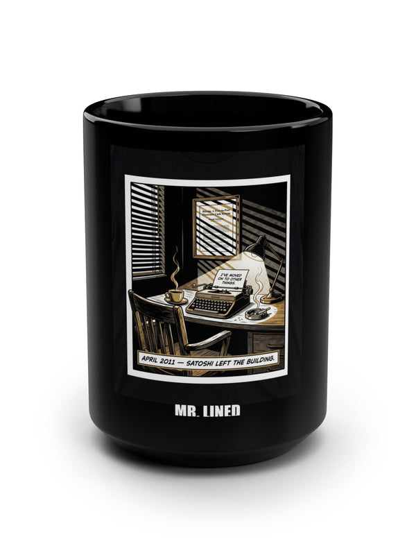 Bitcoin Mug — Satoshi Noir Origin Story — Mr. Lined crypto streetwear