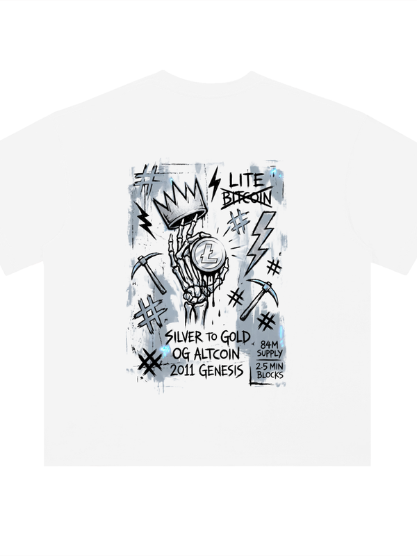 Litecoin T-Shirt — Lite Bitcoin, Basquiat — Mr. Lined crypto streetwear