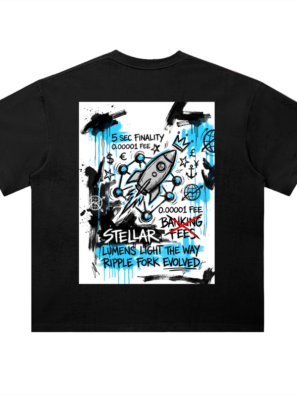 Stellar T-Shirt — Light the Way, XLM — Mr. Lined crypto streetwear