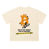 Bitcoin This Is Not Money This Is Freedom T-Shirt — Stickman Rocket Light Variant