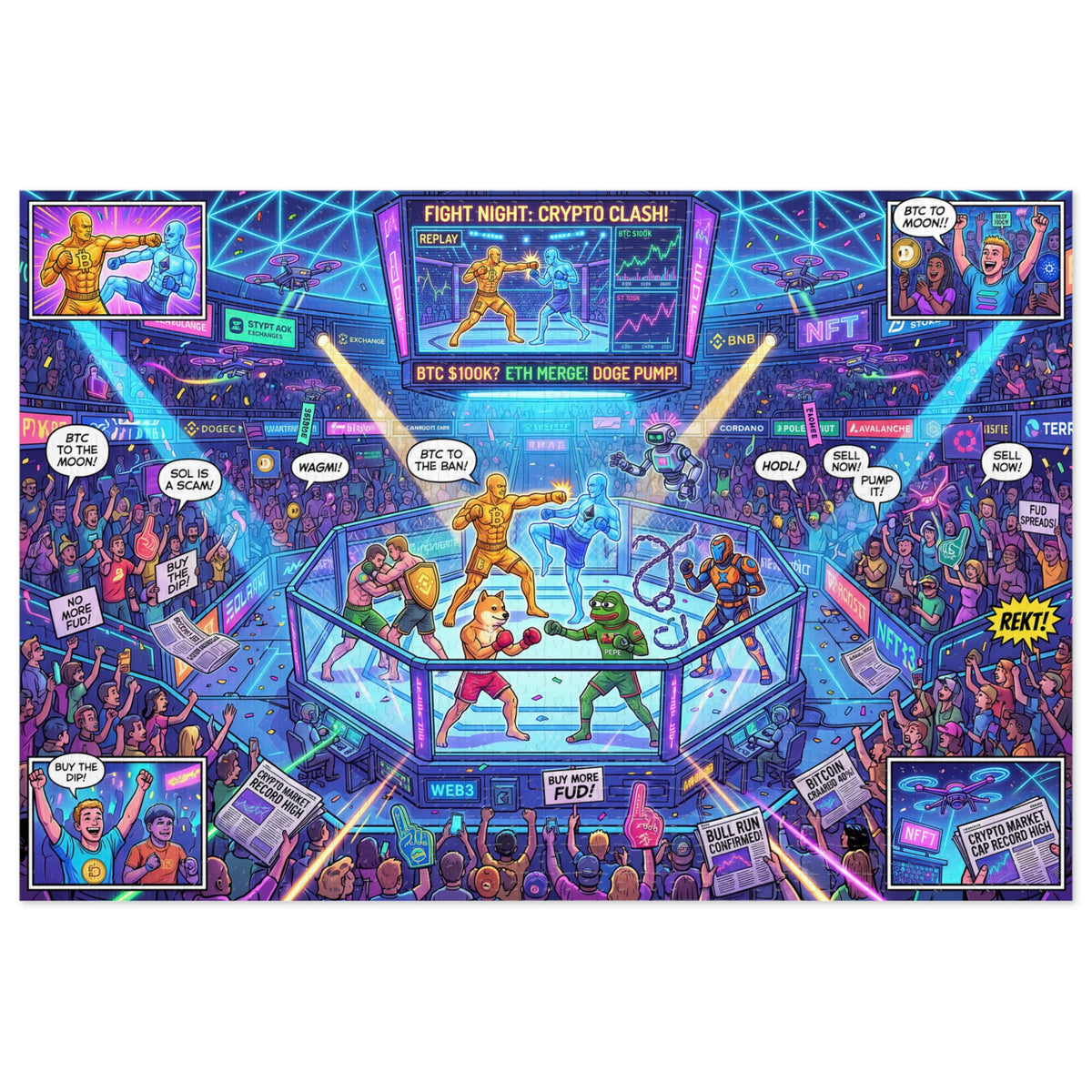 Crypto Jigsaw Puzzle — Neon Fight Night —  — Mr. Lined