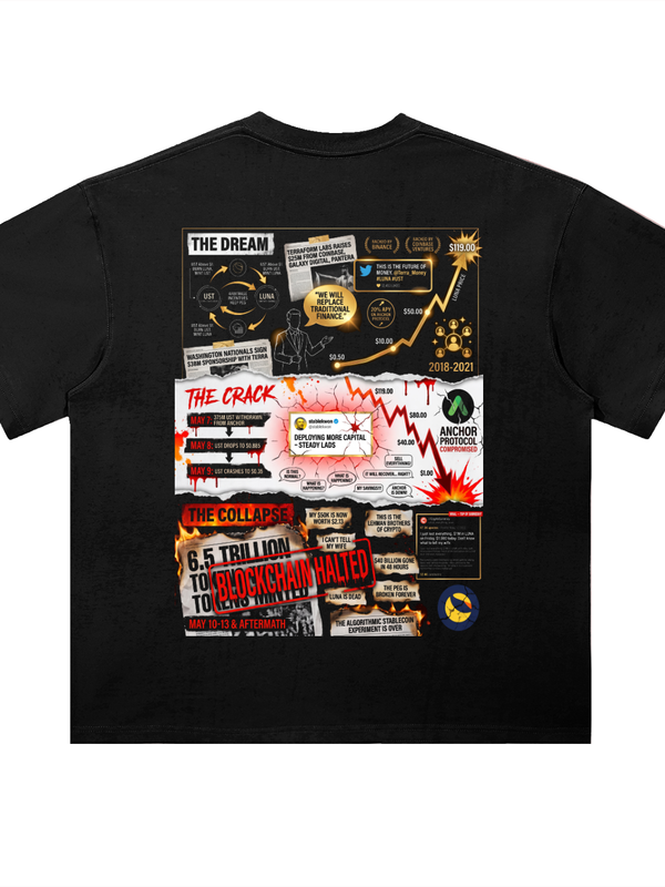 Terra Luna T-Shirt — Dream, Crack, Collapse — Mr. Lined crypto streetwear