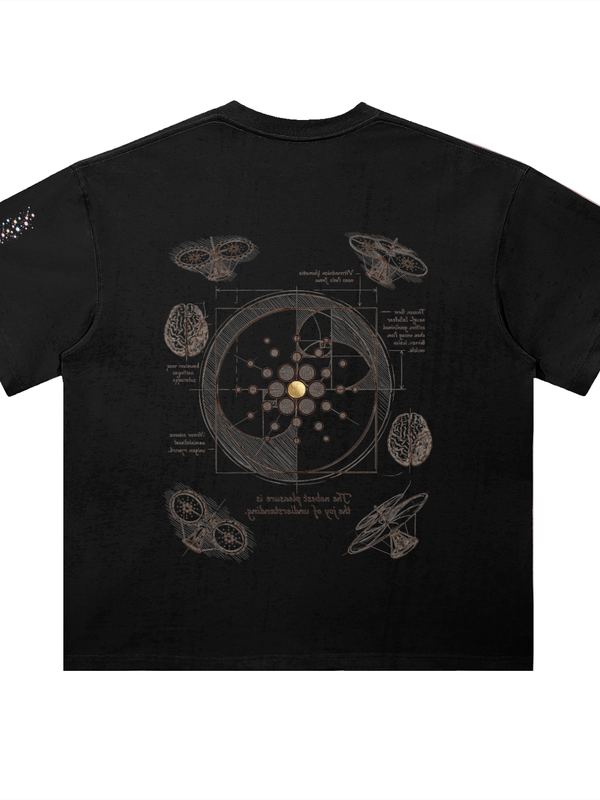 Cardano The Joy Of Understanding T-Shirt — Vitruvian Cognition Dark Variant — Mr. Lined crypto streetwear