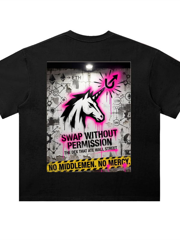 Uniswap T-Shirt — Swap Without Permission — Mr. Lined crypto streetwear