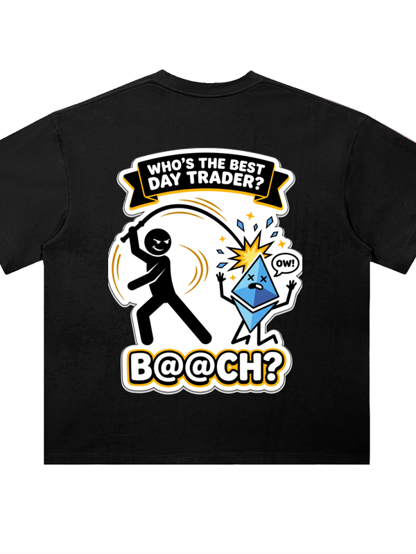 Ethereum Who's The Best Day Trader T-Shirt — Bashing The ETH Diamond Dark Black Variant — Mr. Lined crypto streetwear