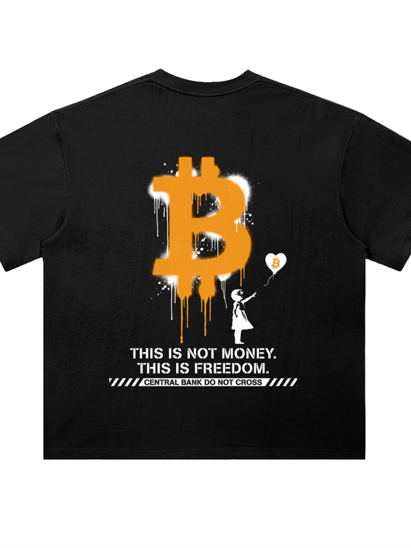 Bitcoin T-Shirt — Not Money, Freedom, Balloon Girl — Mr. Lined crypto streetwear