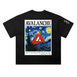 Avalanche AVAX Starry Night T-Shirt — Van Gogh Mountain Dark Variant