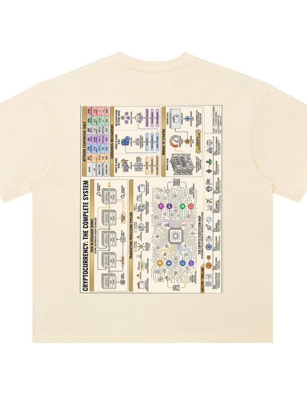 Cryptocurrency Complete System T-Shirt — Architecture Map Light — Mr. Lined crypto streetwear