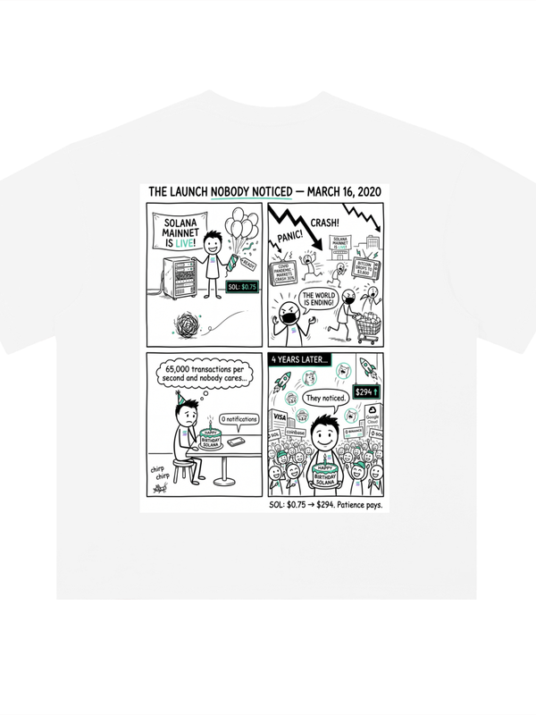 Solana T-Shirt — Launch Nobody Noticed — Mr. Lined crypto streetwear