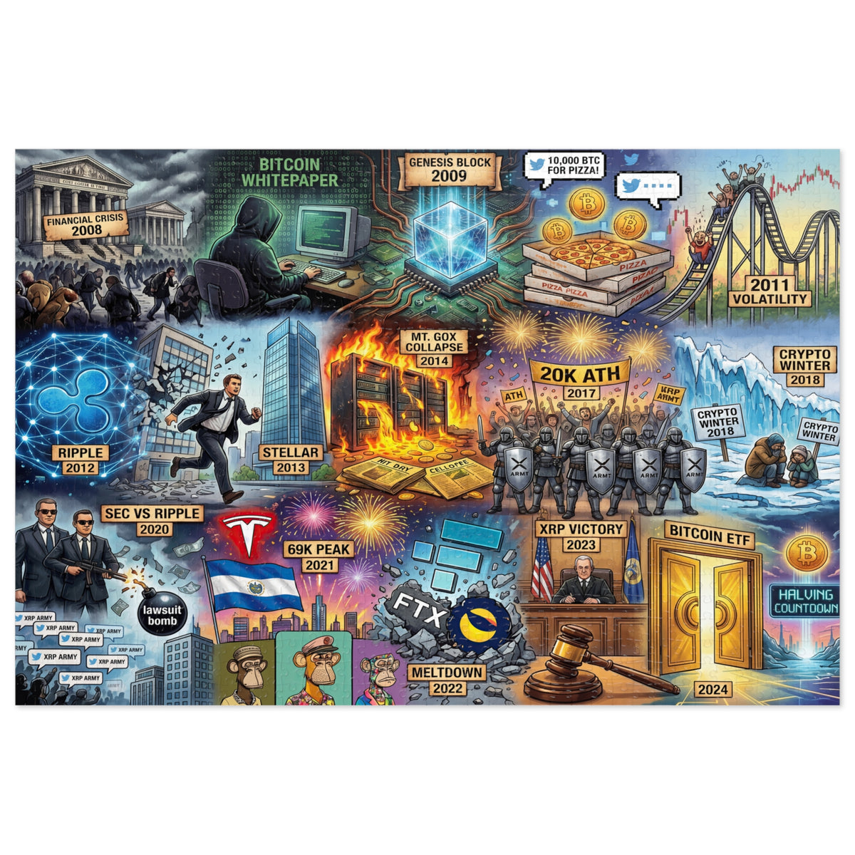 Crypto Jigsaw Puzzle — Bitcoin Timeline Collage —  — Mr. Lined